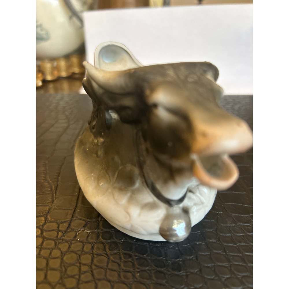 Vintage Ceramic Water Buffalo Creamer Pitcher Grey White Farmhouse Country Decor - Picture 4 of 5